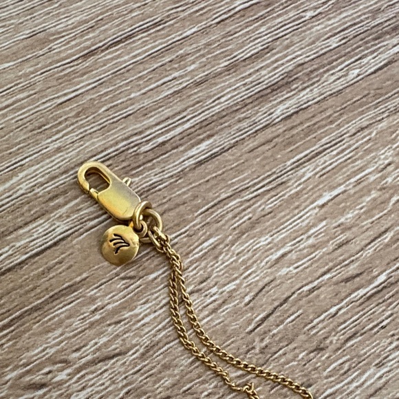 Madewell Gold Layered Necklace with Circle and Leaf Pendants - Picture 5 of 9